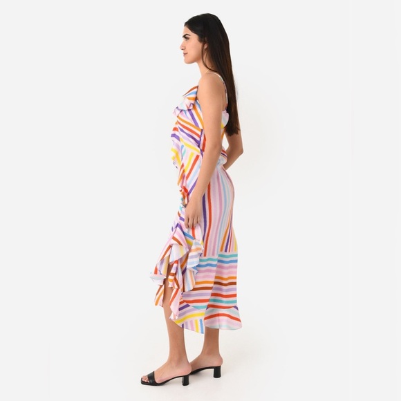 New! Brogger Edith Silk Rainbow Ruffle Slip Dress 🌈 Medium NWT! - Picture 8 of 16